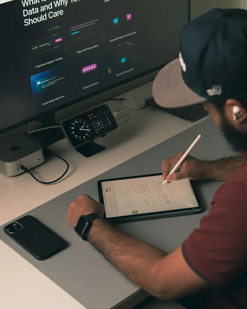 Gestaltung einer Website mit Stift auf dem Tablet